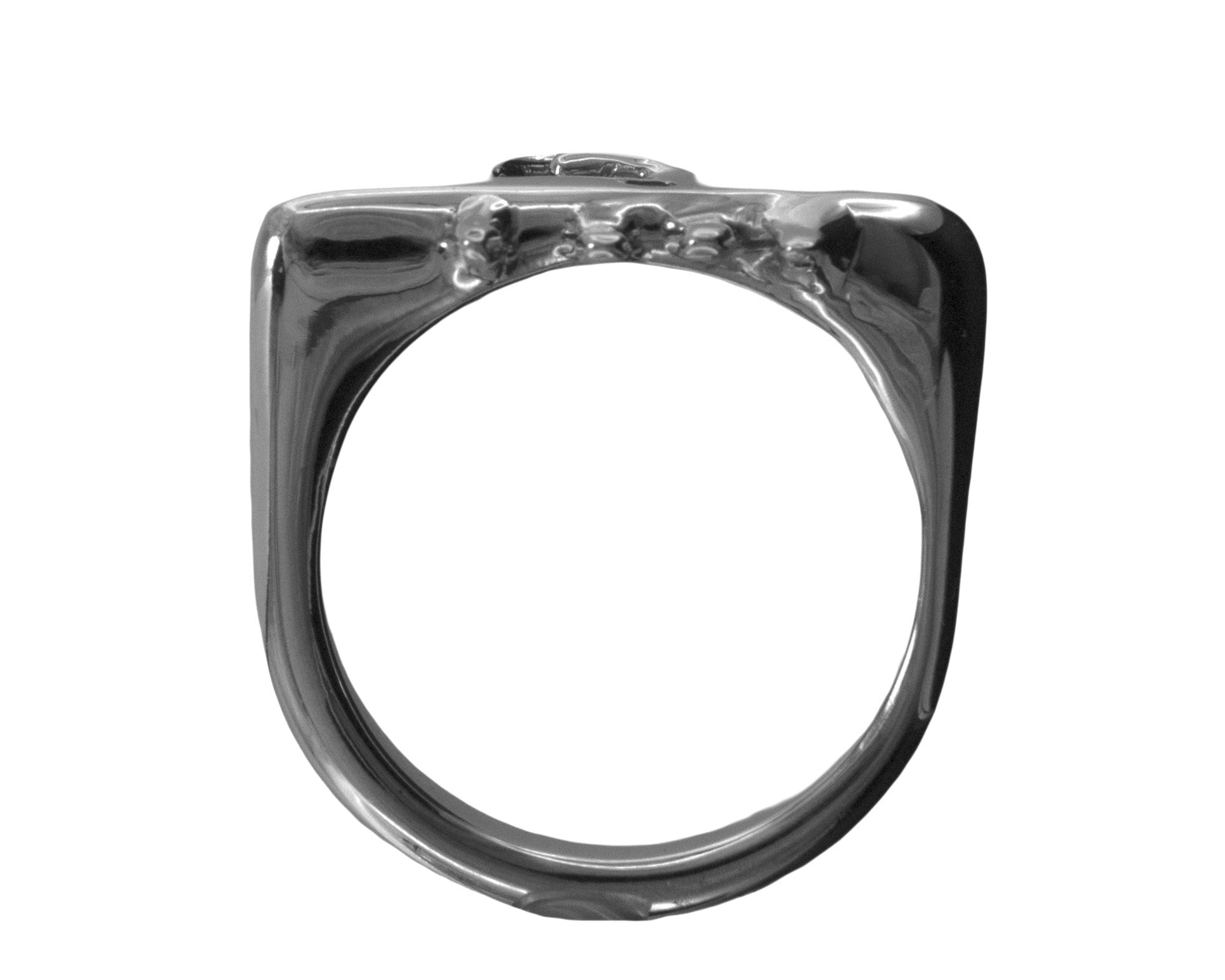silver ring view from above against white background